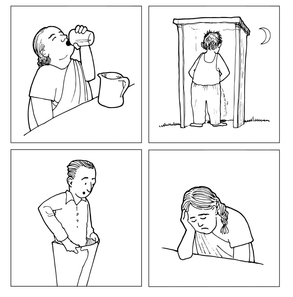 The 4 symptoms of diabetes; unsual thirst, frequent urination, weightloss and fatigue.