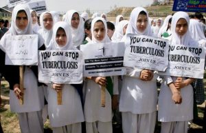 Girls in the Yemen on a TB health march