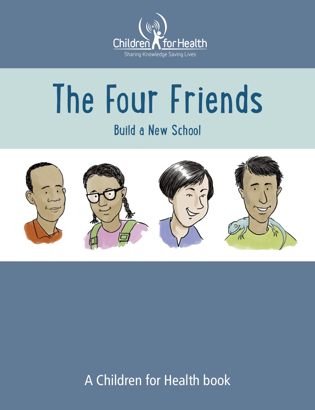Cover of the Four Friends book with title and head portraits of the four children.