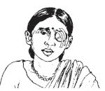 Girl with eye sheild