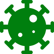 Close up illutration of a virus molecule in green