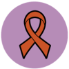 The circle icon for HIV & AIDS - an illustration red ribbon on a purple background.